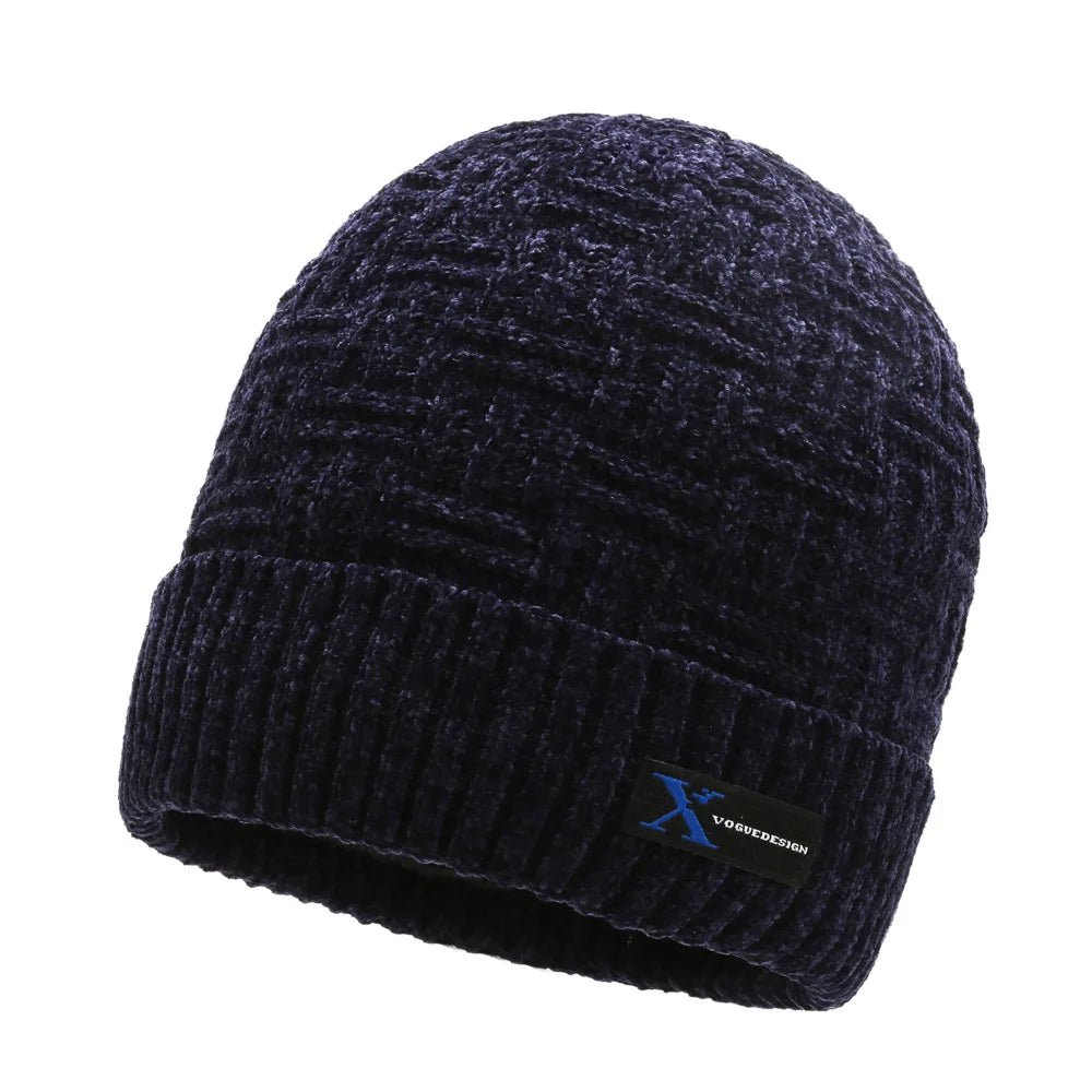 Gorro Tejido Lana Chenilla Terciopelo Grueso Térmico | Invierno Ajustable Unisex