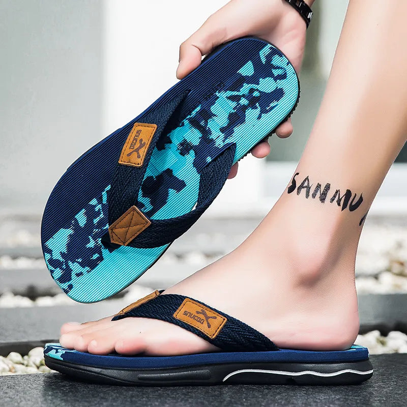 Chanclas Hombre EVA Concisas Estampadas Planas Playa Verano | Alta Calidad