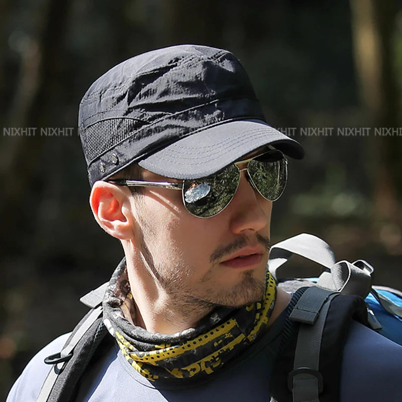Verano de secado rápido malla transpirable deporte al aire libre suave sombrero plano gorra de hombre mujeres gorra de béisbol pesca correr senderismo gorra de camionero