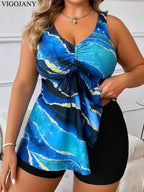 Tankini Estampado de Cintura Alta con Tirantes | 6 Colores