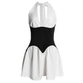 Vestido Corto Plisado con Patchwork