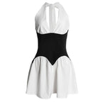 Vestido Corto Plisado con Patchwork