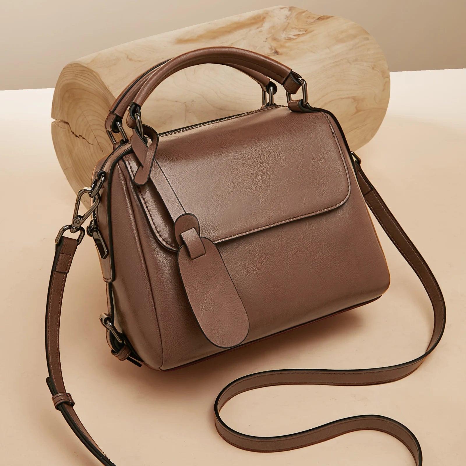 LAORENTOU bolso de mano de cuero suave con asa superior para mujer, bolsos de hombro para niña a la moda, bolso cruzado Retro, regalo para esposa 2025