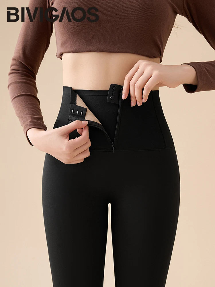 Leggings Piel Tiburón Polar Grueso | Moldeador Cremallera Cálida | Cintura Shaping OI | Ticotrendy