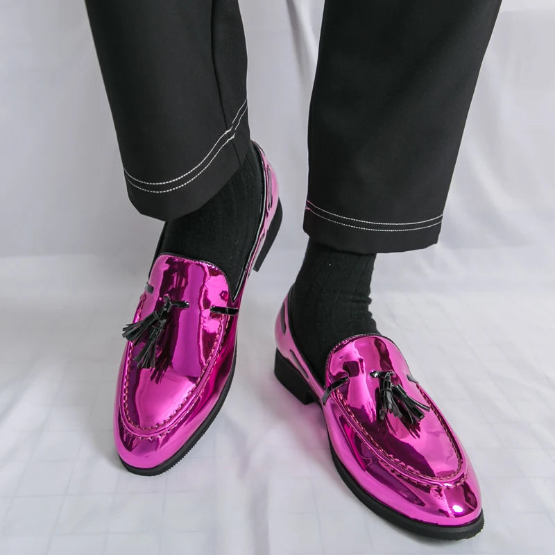 Zapatos Hombre Charol Morados Lujo Boda Fiesta Punta Puntiaguda | Talla 47