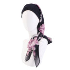 Turbante elástico con estampado de flores para mujer musulmana, para la cabeza preatado Hijab, Bandana para la pérdida de cabello, bufanda para la cabeza, novedad