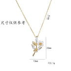Collar Perla Circón ∣ Flor Dorado Femenino ∣ Acero Inoxidable Clásico