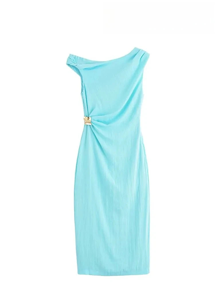 Vestido largo elegante para mujer | Vestido asimétrico con abertura, verano 2025