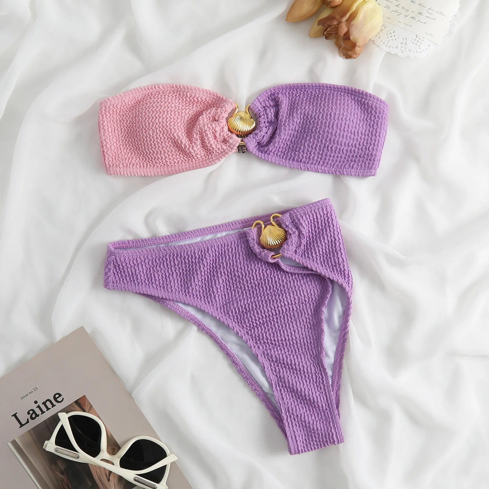 Bikini de Dos Piezas con Concha - Top Sexy para Playas de Guanacaste