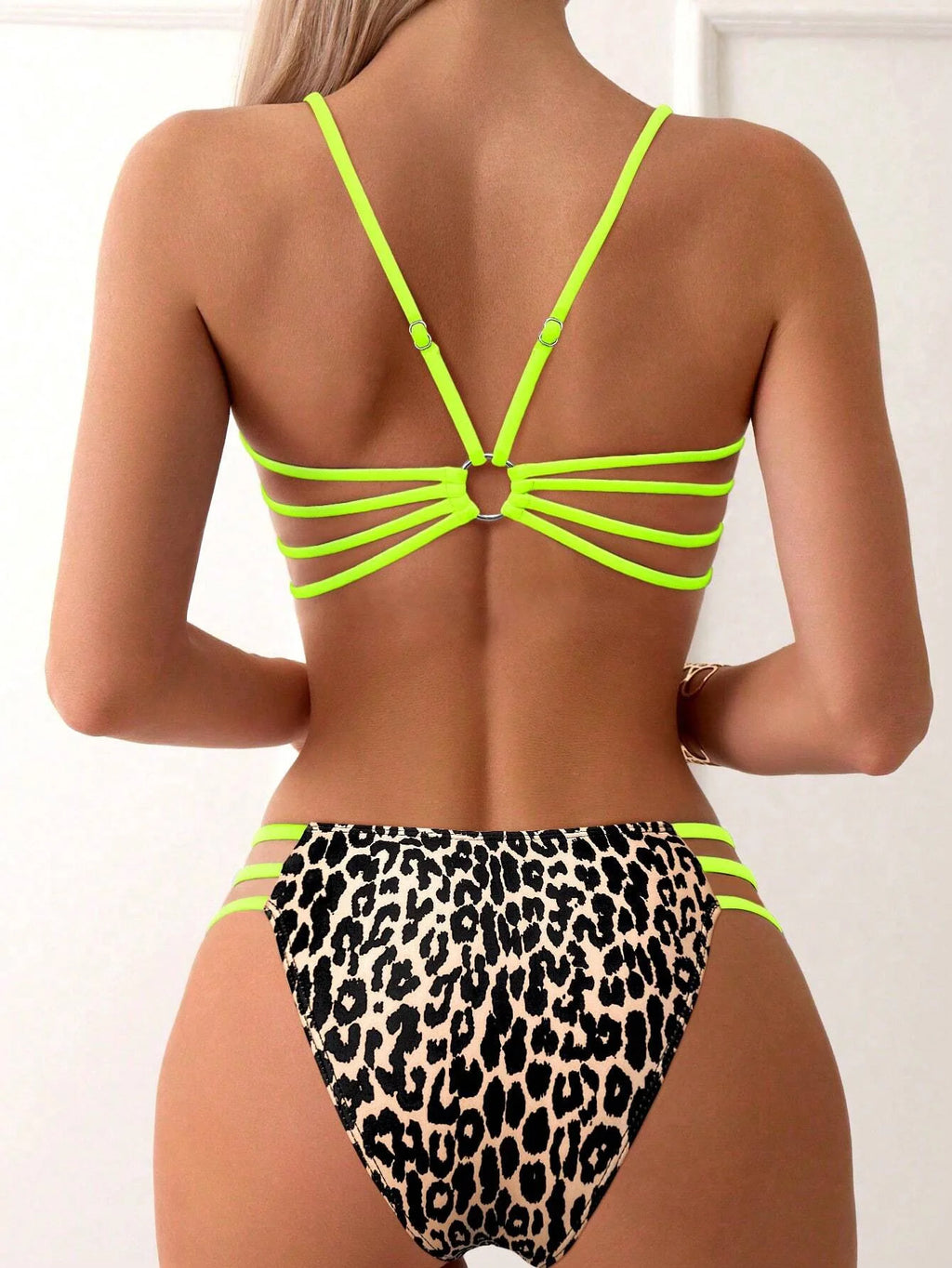 Bikini Dividido con Aros de Textura Sólida para Verano