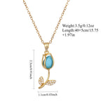 Collares románticos con colgante de flor de tulipán y circonita de piedra lunar para mujeres y niñas, cadena de acero inoxidable de Color dorado, accesorio de joyería, regalo