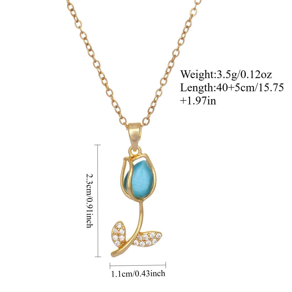 Collares románticos con colgante de flor de tulipán y circonita de piedra lunar para mujeres y niñas, cadena de acero inoxidable de Color dorado, accesorio de joyería, regalo