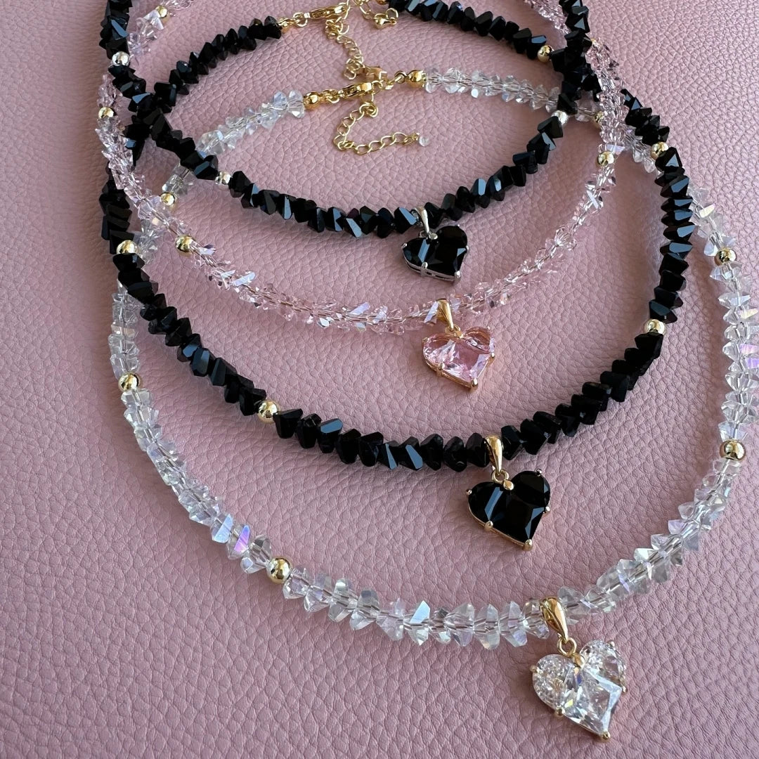 Collar Corazón Circón ∣ Vintage Bohemio Sexy ∣ Cadena Serpiente Cristal