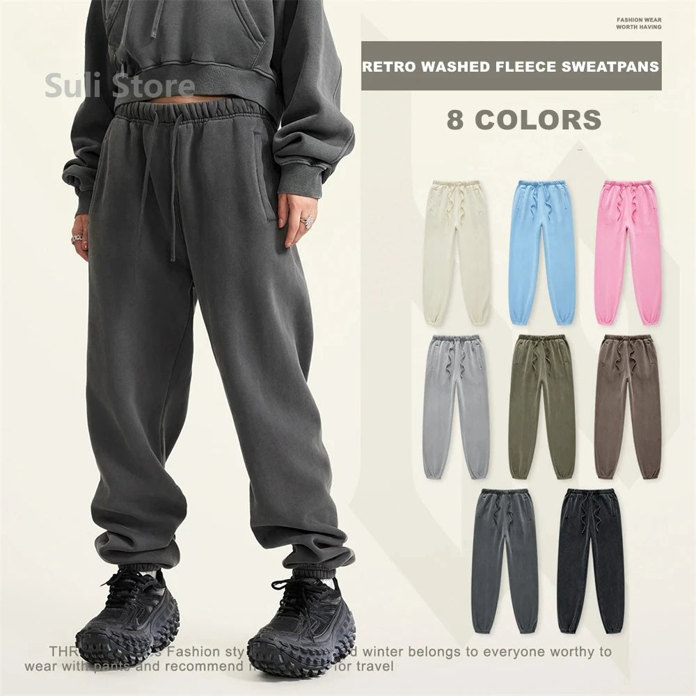 Jogger Polar 355GSM Lavado | Unisex Suelto Retro | Pantalón Chándal Cálido | Invierno 2025 | Ticotrendy