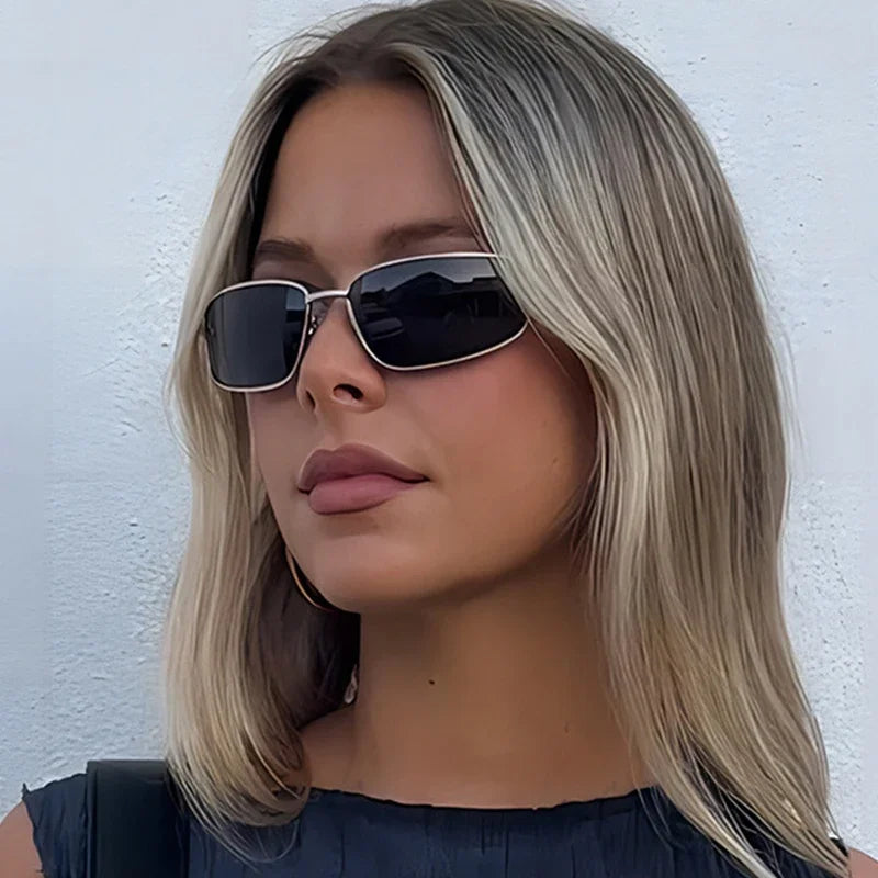 Gafas de Sol Y2K para Mujer Estilo Vintage Punk con Marco Metálico