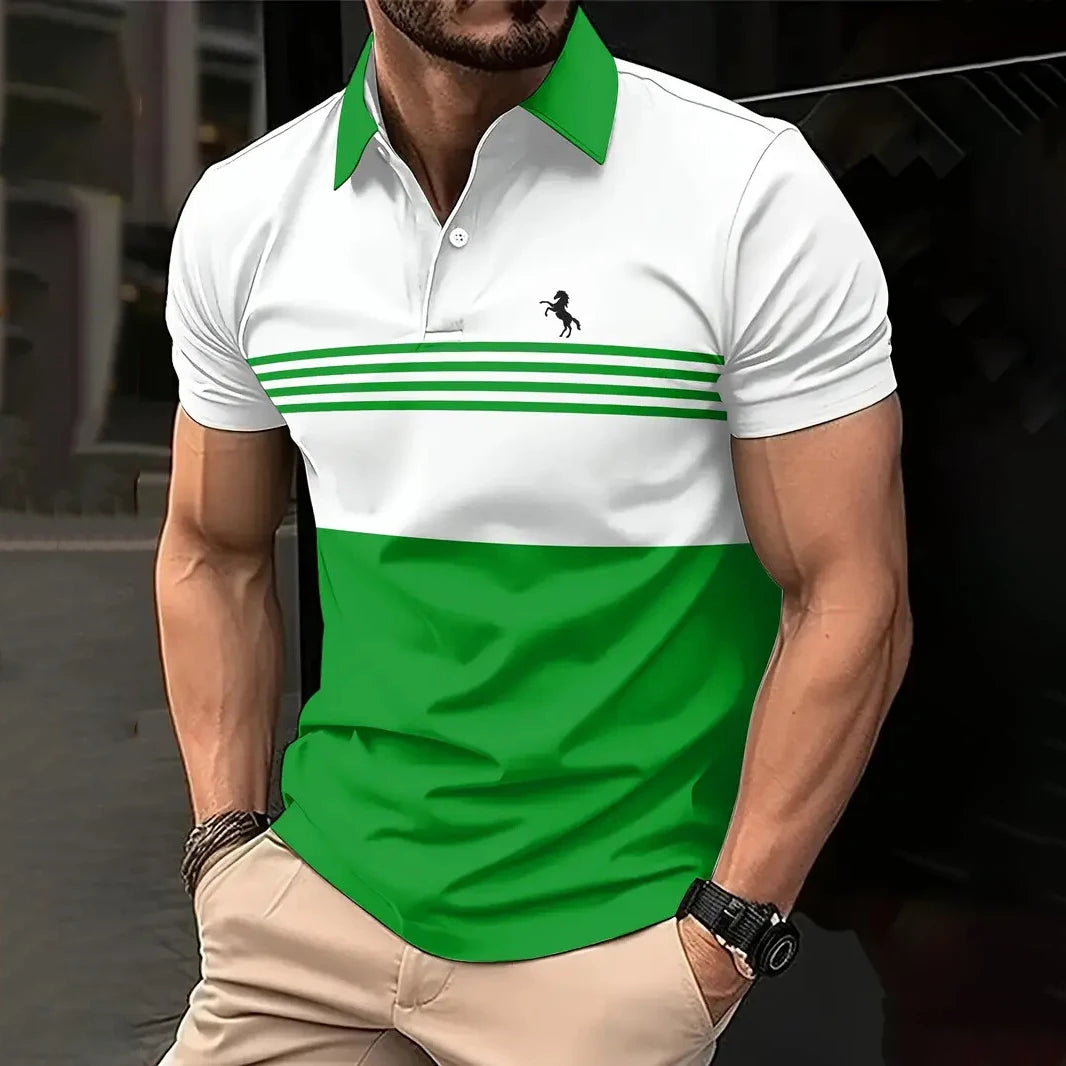 Polo Hombre Casual ∣ Verano con Botones ∣ Estampado de Rayas