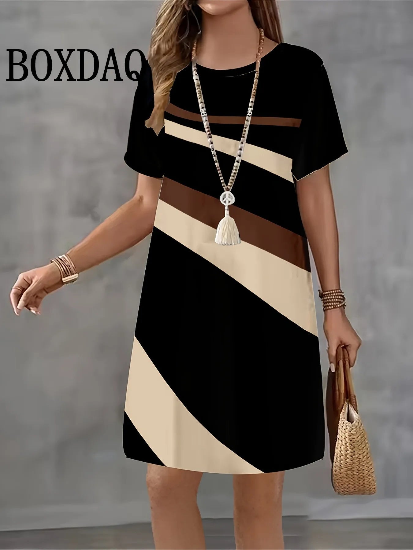 Vestido Casual Elegante para Mujer | Minivestido Holgado a la Moda | Estampado de Rayas Verano | Tico Trendy
