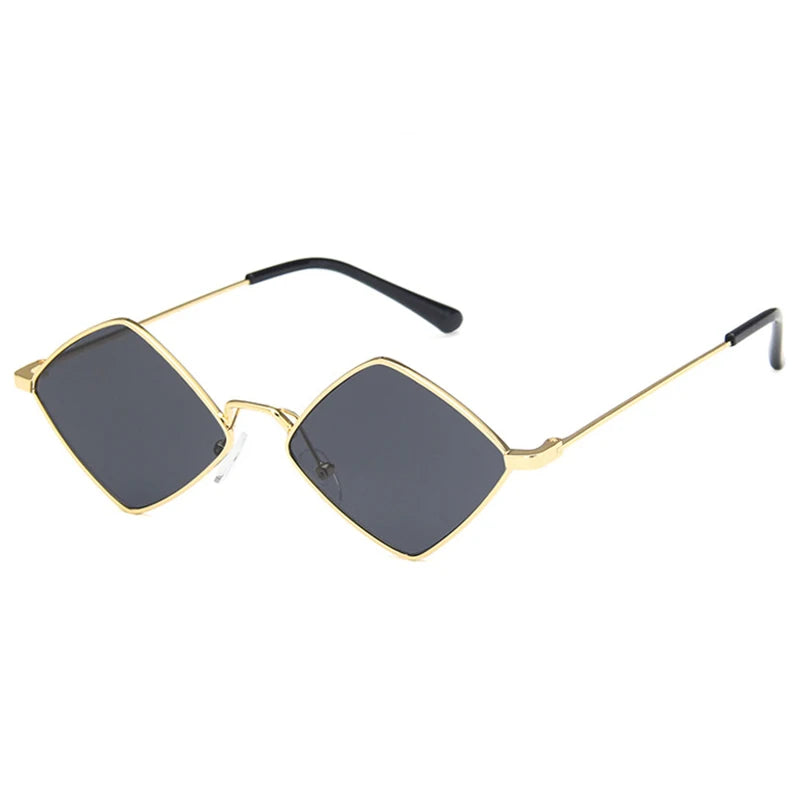 Gafas Sol Punk Rombo Pequeño Marco Metálico | Diseñador Tendencia UV400 Para Conducir