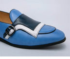 Mocasines Azules Lujo Hombre | Casual Negocios Punta Redonda Sin Cordones Talla Grande