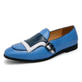 Mocasines Azules Lujo Hombre | Casual Negocios Punta Redonda Sin Cordones Talla Grande