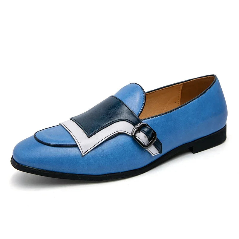 Mocasines Azules Lujo Hombre | Casual Negocios Punta Redonda Sin Cordones Talla Grande