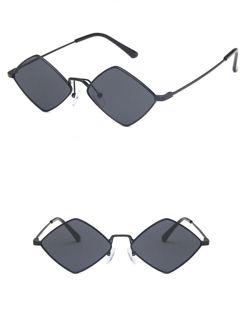 Gafas Sol Punk Rombo Pequeño Marco Metálico | Diseñador Tendencia UV400 Para Conducir