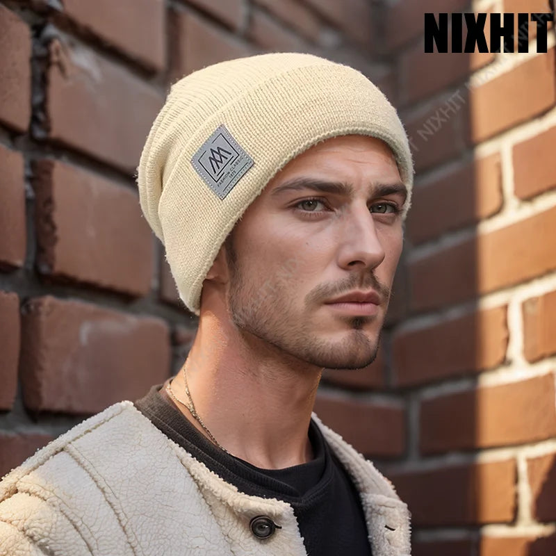 Gorro Punto Grueso Terciopelo Acrílico Cálido Térmico | Invierno Ajustable Casual Unisex