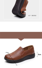 Mocasines Retro Marrones con Cuña | Cuero | Bailarinas Oxford | Talla Grande
