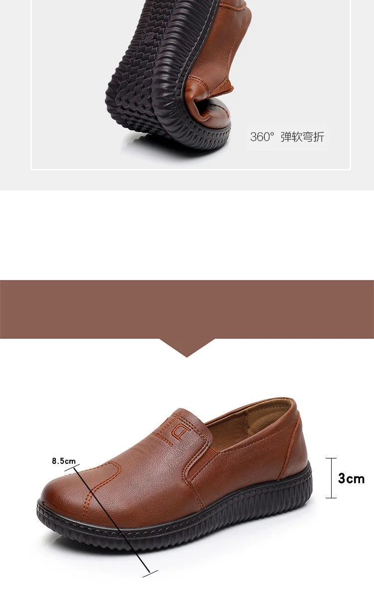 Mocasines Retro Marrones con Cuña | Cuero | Bailarinas Oxford | Talla Grande