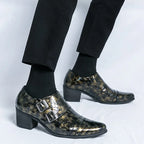 Zapatos Vestir Hombre Ticotrendy Piel Dividida Retro Punta Puntiaguda Boda | Con Hebilla