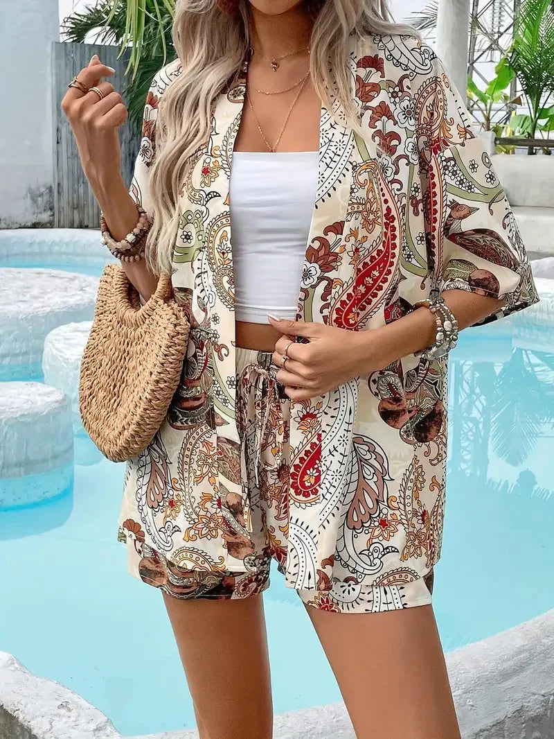 Conjunto Elegante Verano 2025 | Camisa Estampada Resort | Camisa Estampada
