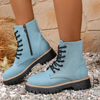 Botines Azules de Plataforma | Cremallera | Estilo Elegante | Mujer
