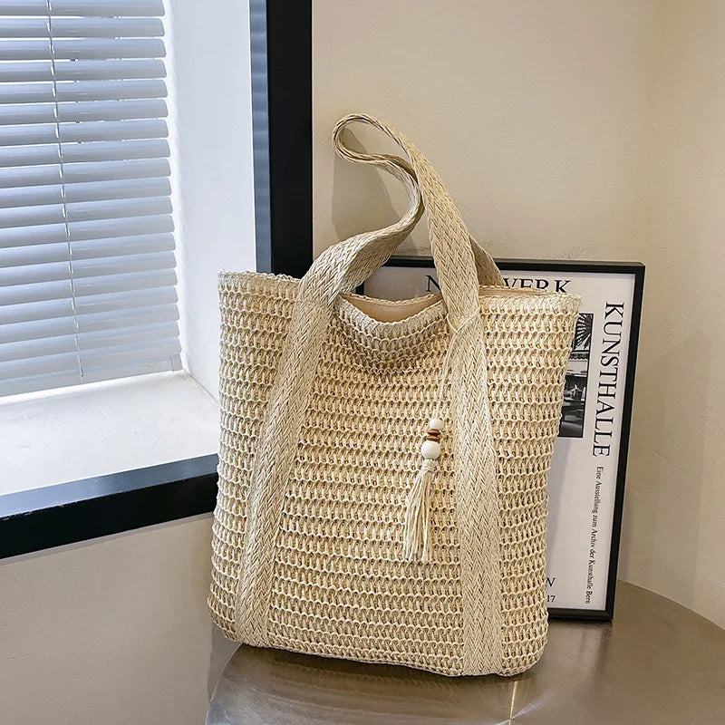 Bolso Hombro Tejido Mujer Verano Playa Gran Capacidad