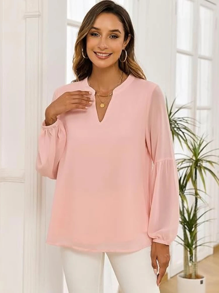 Blusa de Gasa Plisada | Manga Larga | Talla Grande | Tico Trendy