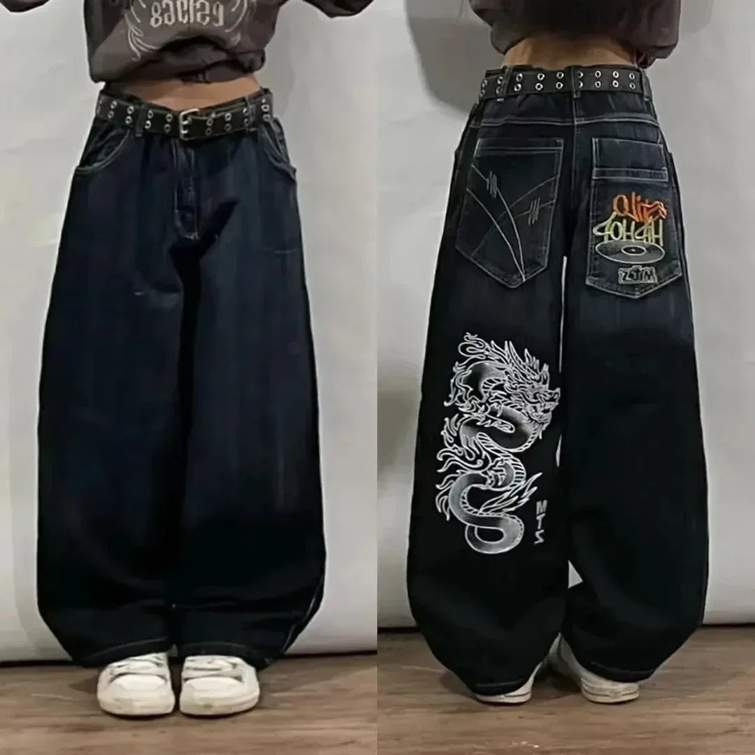 Jeans Y2K Lavado Multibolsillo | Holgado Pierna Ancha | Hip-hop Punk Vintage | Ticotrendy