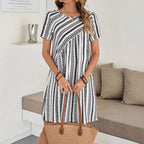 Vestido Rayas para Mujer | Manga Corta y Cuello Redondo | Holgado para Oficina | Tico Trendy