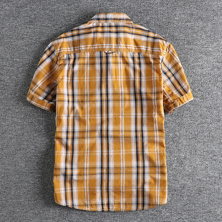 Camisa Cuadros Hombre | Algodón Lavado | Estilo Gótico | Manga Corta | Ticotrendy Costa Rica