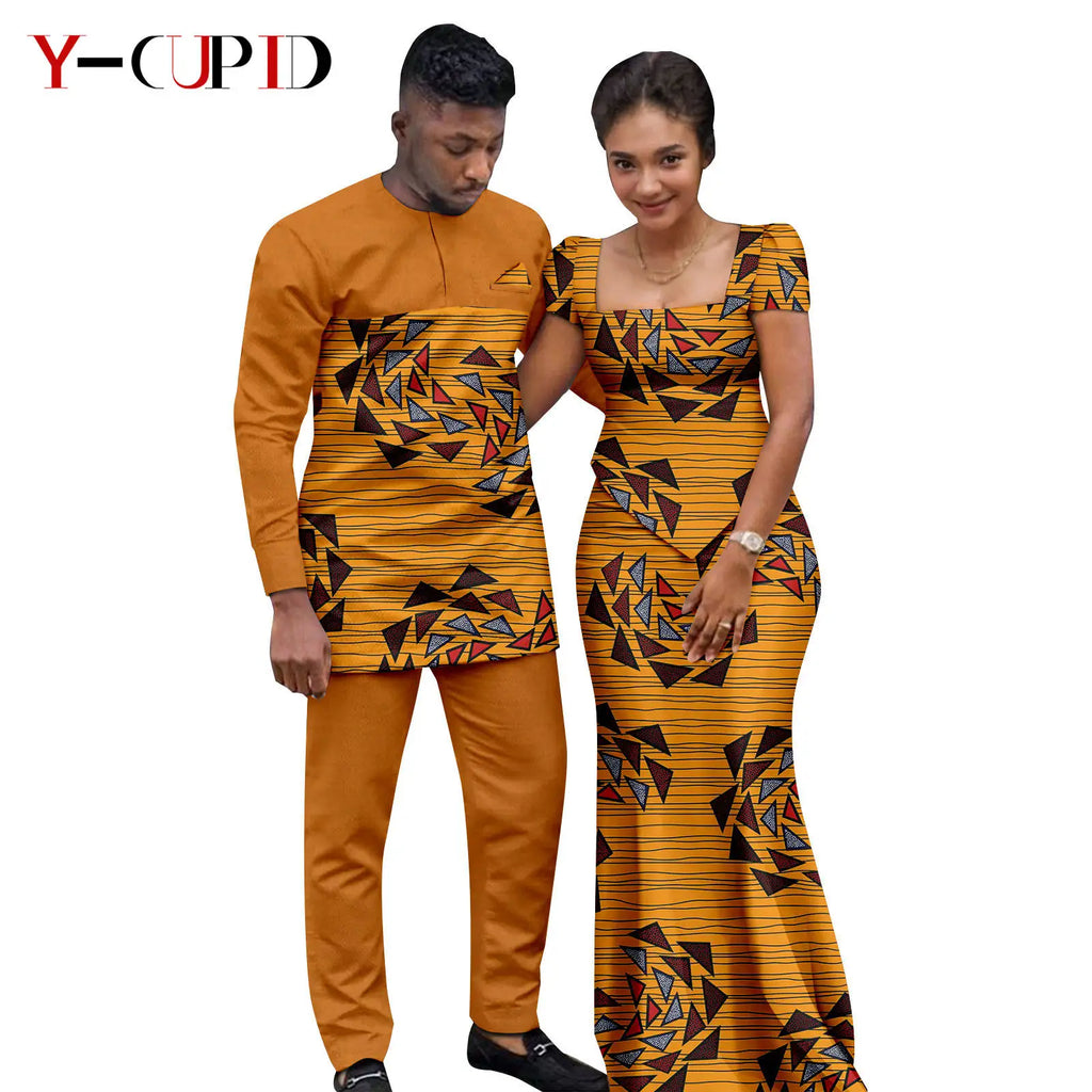 Conjunto Falda y Top Africano Bazin Riche Pareja | Top y Pantalón | Tallas XS-6XL | Tico Trendy