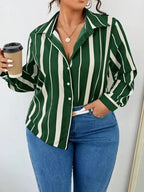 Camisa Viajera Rayas Plus Size | Delgada Temperamento Estampado | Tallas 1XL-5XL | Tico Trendy
