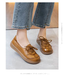 Mocasines Étnicos de Cuero Genuino | Talla Grande | Sin Cordones | Estilo Retro 2025