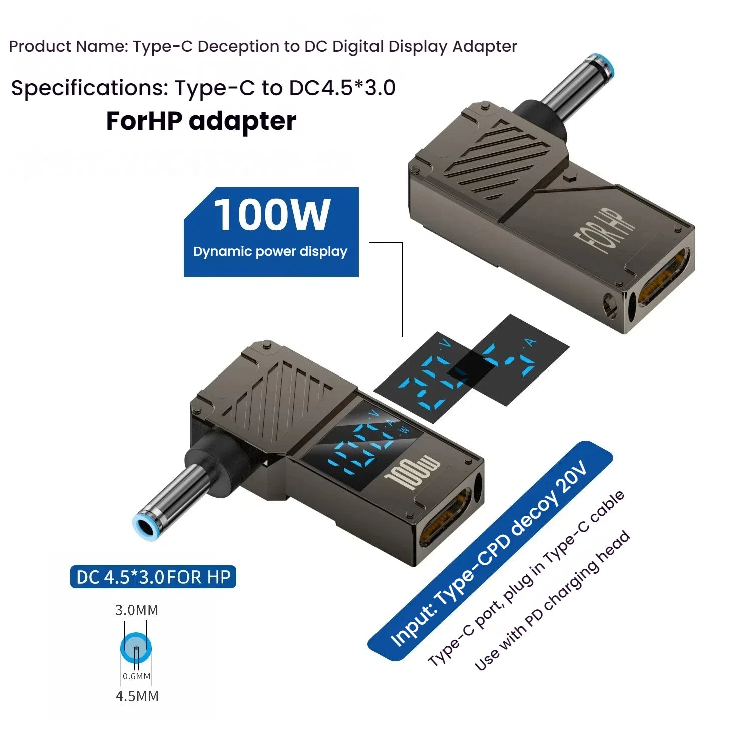 Adaptador Tipo C A DC | Cargador Laptop 100W | Convertidor Power Delivery | Ticotrendy