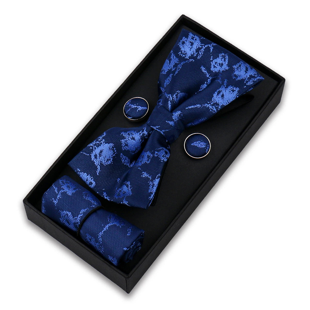 Set De Pajarita Pañuelo Gemelos Regalo Elegante Estilo Para Hombres