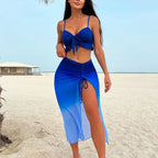 Bikini de Malla con Degradé - Conjunto de Tres Piezas con Estilo