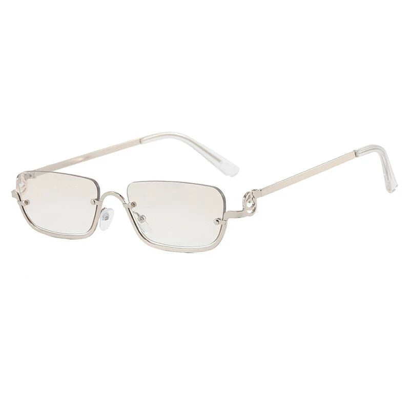Gafas de Sol Rectangulares Pequeñas de Medio Marco Metal Tendencia