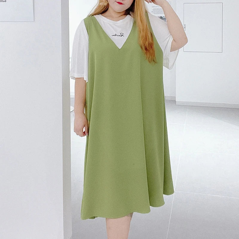 Vestido Holgado | Talla Grande | Diseño de Dos Piezas Falsas