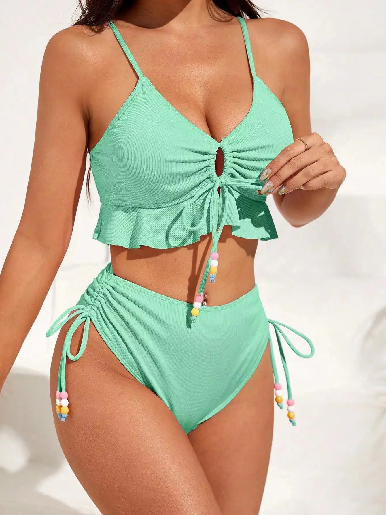 Bikini con Cordón y Volantes - Traje de Baño Sexy para el Verano Tico