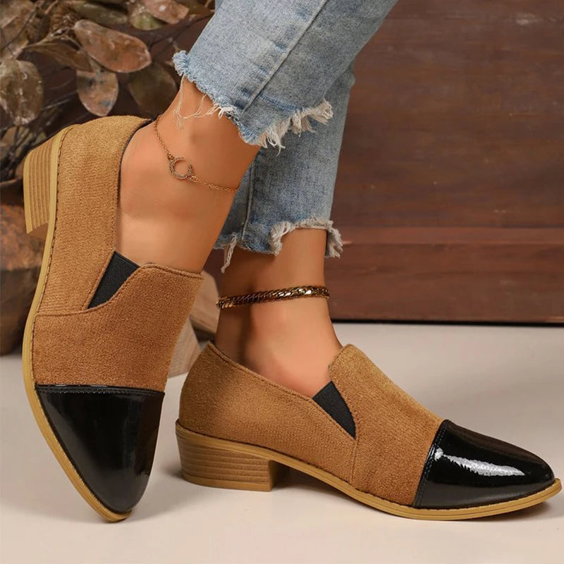 Zapatos de Tacón Bajo Leopardo | Tacón Cuadrado | Punta Estrecha | Talla Grande