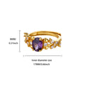 Anillo Ticotrendy Abierto | Cristal Púrpura | Acero Inox Oro | Joyería Pareja 2025
