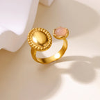 Anillo Ticotrendy Sol Lujo | Ópalo Circón | Abierto Acero Inox Oro | Joyería 2025