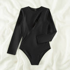 Traje de Baño de Una Pieza Sexy Monocromático de Manga Larga
